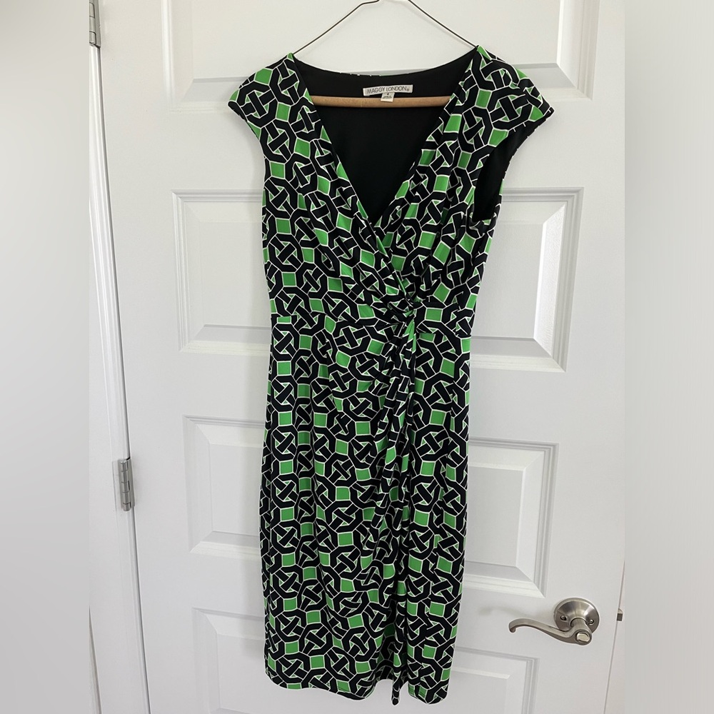 Knee length dress.